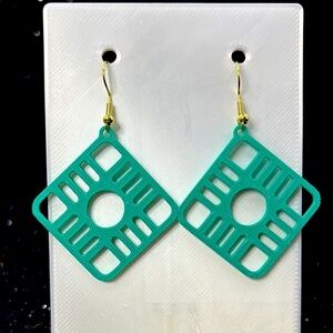 Geometric Teal Earrings
